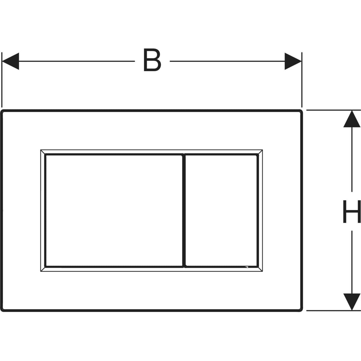 Geberit Sigma01 actuator plate, square, dual flush — Plate, Button: chrome / glossy — Technical drawing