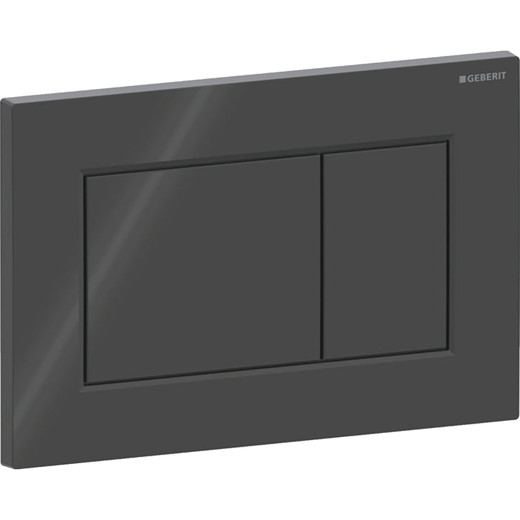 Geberit Sigma01 actuator plate, square, dual flush — Plate, Button: black / glossy — Product photo