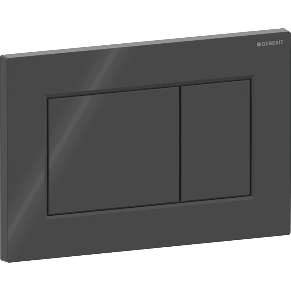 Geberit Sigma01 actuator plate, square, dual flush — Plate, Button: black / glossy — Product photo