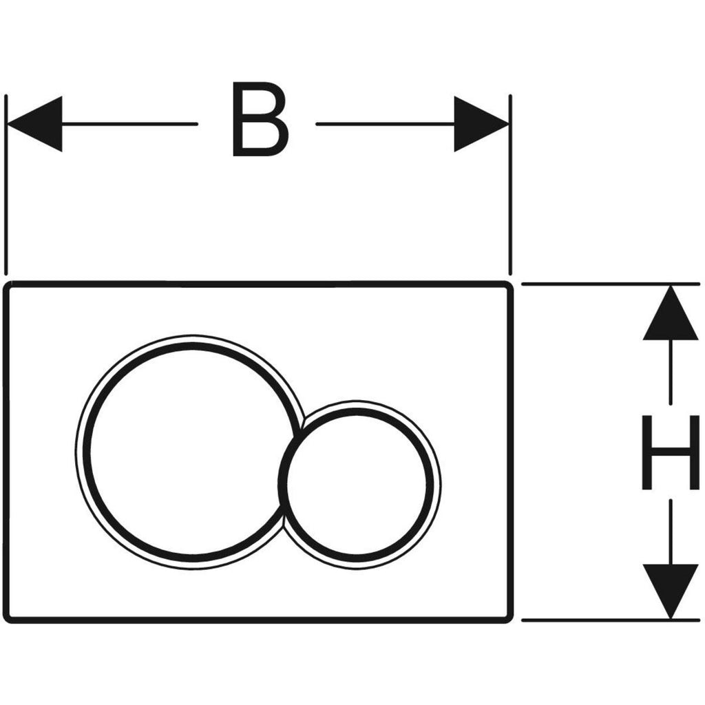 Geberit Sigma01 actuator plate, round, dual flush — Plate, Button: white / glossy — Technical drawing
