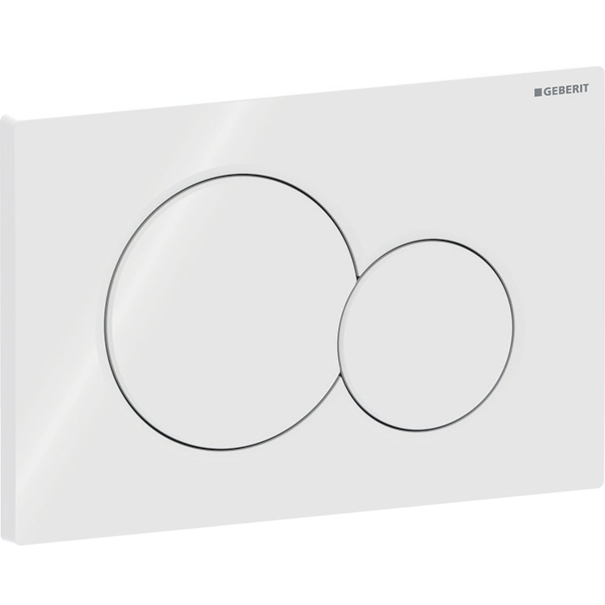 Geberit Sigma01 actuator plate, round, dual flush — Plate, Button: white / glossy — Product photo