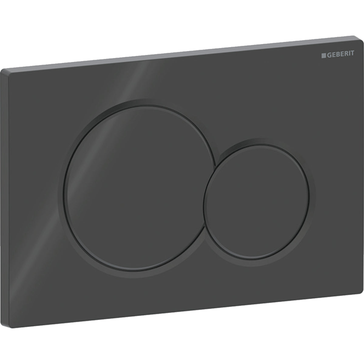 Geberit Sigma01 actuator plate, round, dual flush — Plate, Button: black / glossy — Product photo