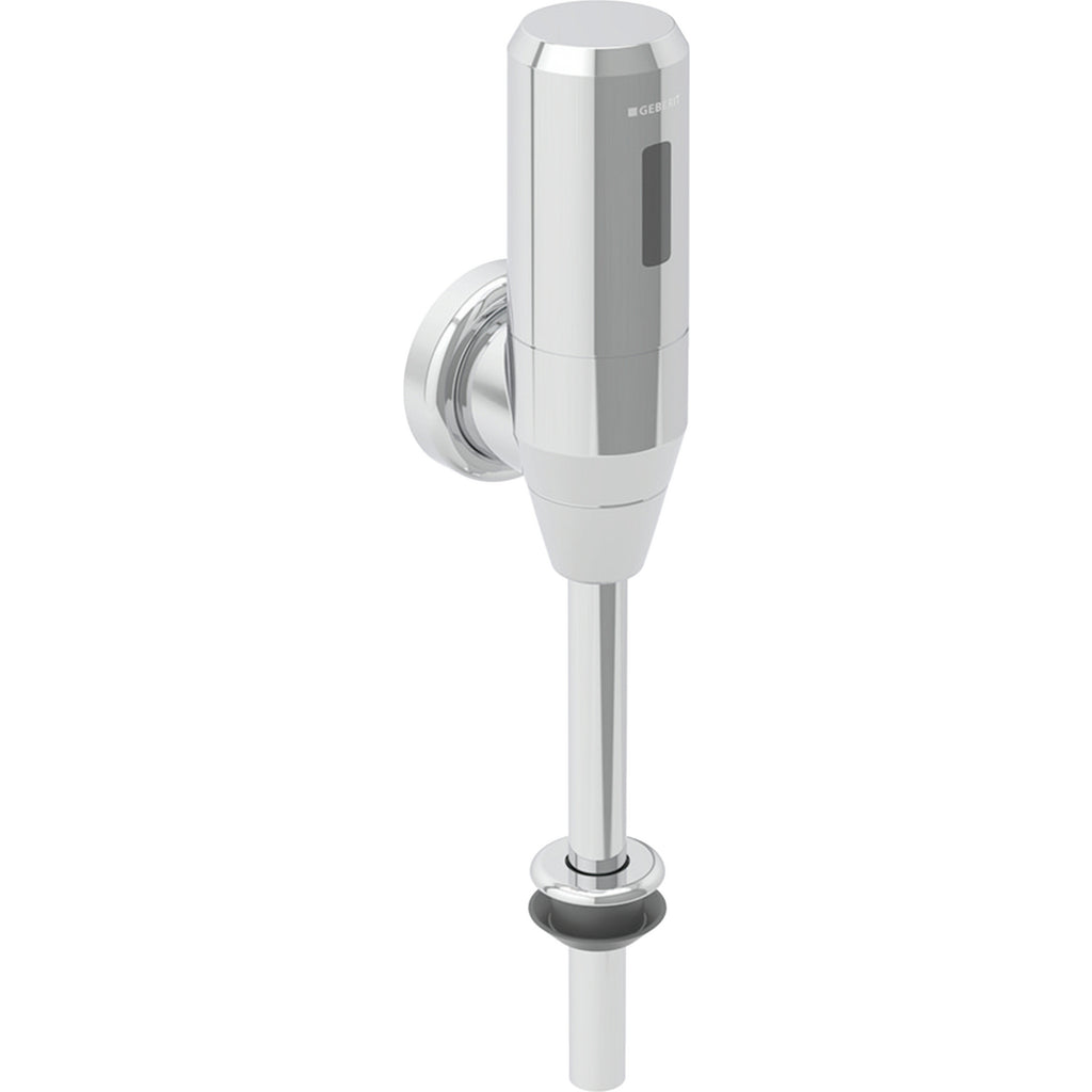 Geberit pressure flushing valve for urinal with electronic flush actuation, battery operation, for surface mounting — pressure flushing valve for urinal with electronic flush actuation, battery operation, for surface mounting — Product photo