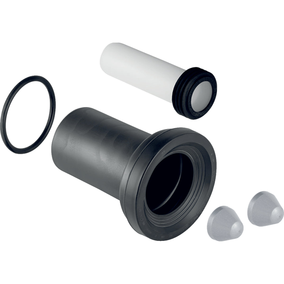 Geberit connection set for wall-hung WC, length 18.5 cm, with lip seal — d=90mm, d1=45mm, chrome / matt — Product photo