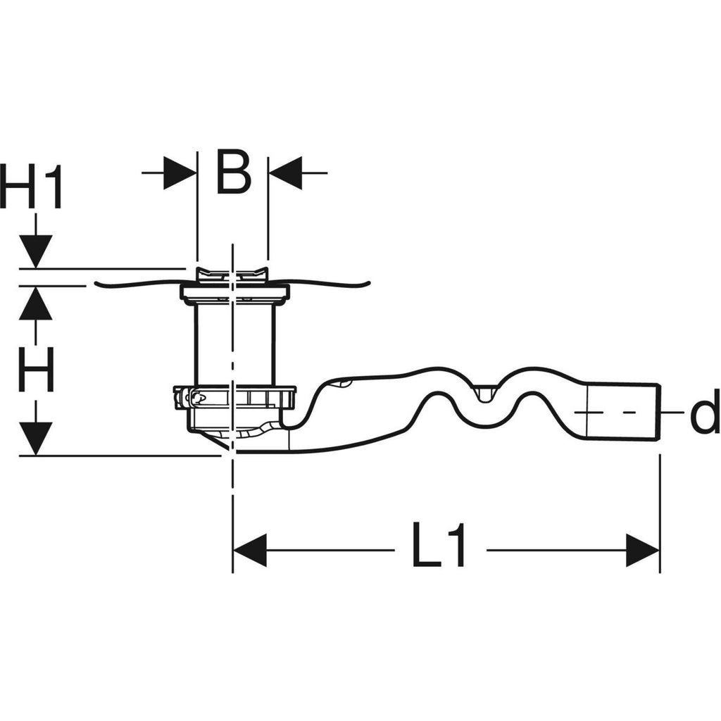 Geberit CleanLine20 shower channel, Basic, depth of water seal 30 mm — L=60cm, Yüzey: Fırçalanmış paslanmaz çelik — Technical drawing