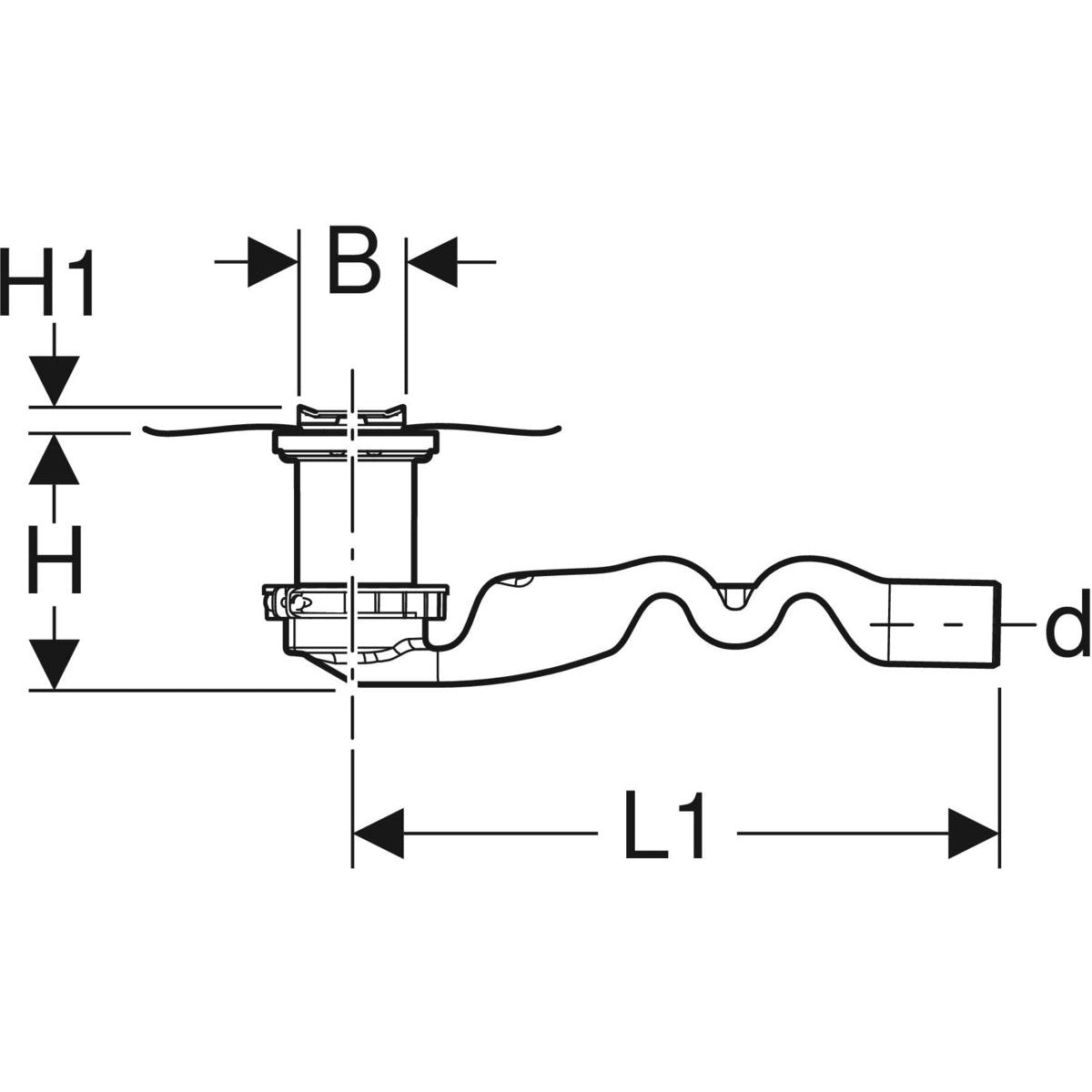 Geberit CleanLine20 shower channel, Basic, depth of water seal 30 mm — L=60cm, Yüzey: Fırçalanmış paslanmaz çelik — Technical drawing