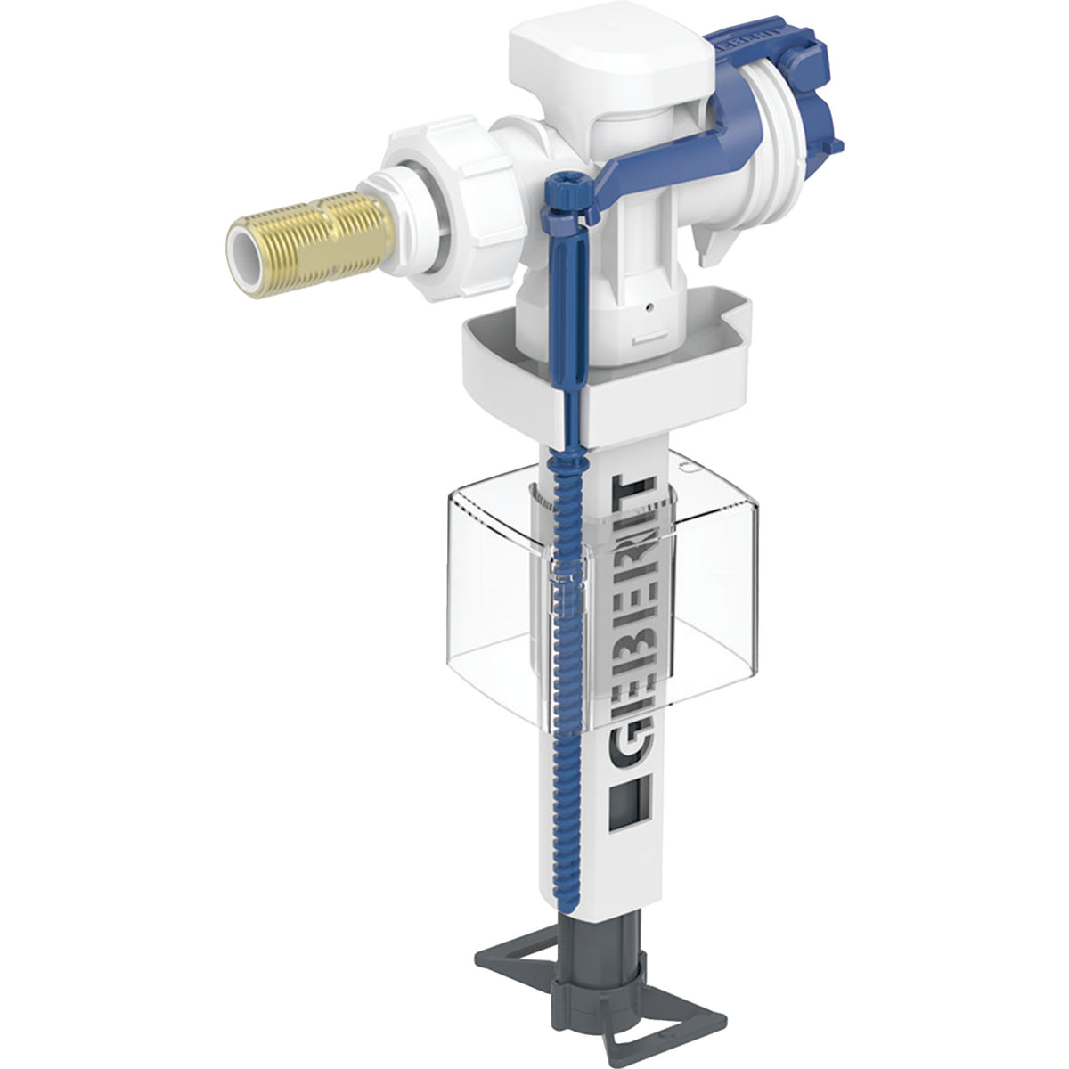 Geberit Type 383 fill valve, lateral water supply connection, 3/8" and 1/2", nipple made of brass — Type 383 fill valve, lateral water supply connection, 3/8″ and 1/2″, nipple made of brass — Product photo