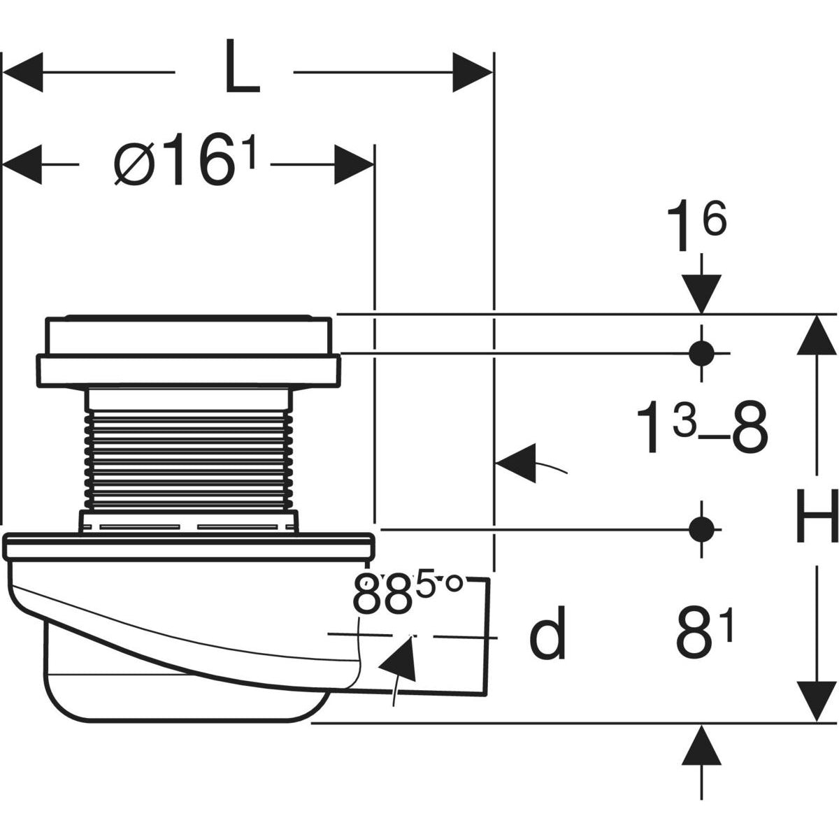 Geberit Aquorea floor drain, tile-bearing grating 12 x 12 cm — Aquorea floor drain, tile-bearing grating 12 x 12 cm — Technical drawing