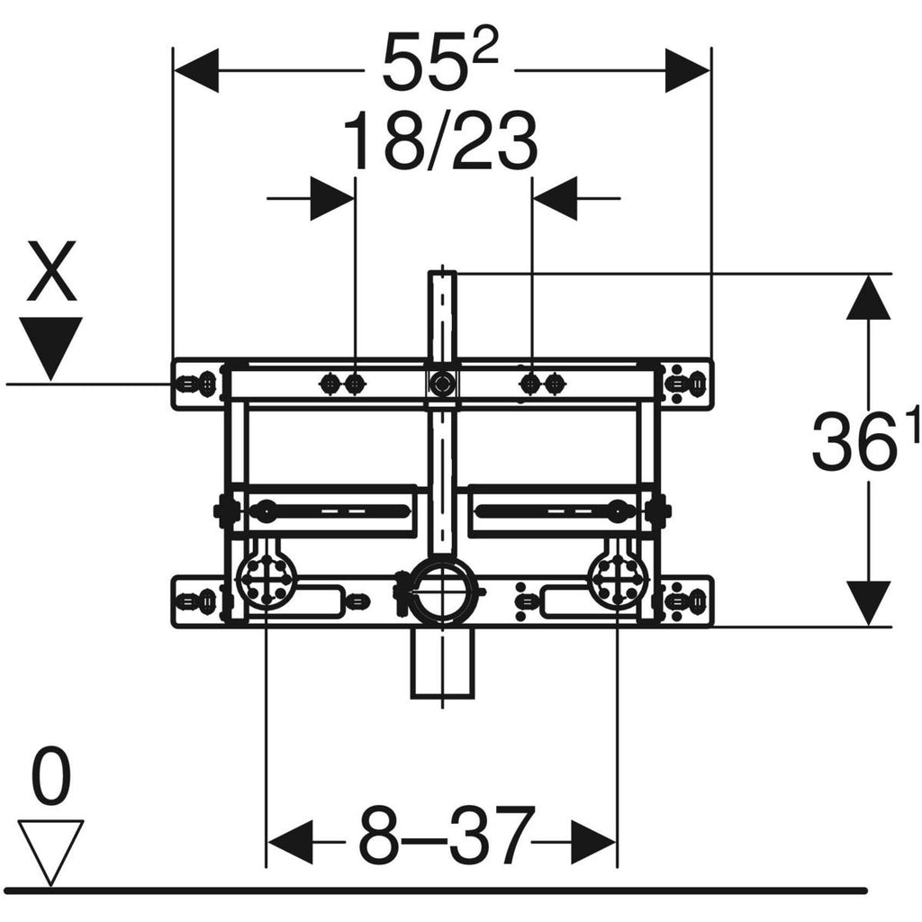 Geberit Kombifix element for bidet, universal — Kombifix element for bidet, universal — Technical drawing