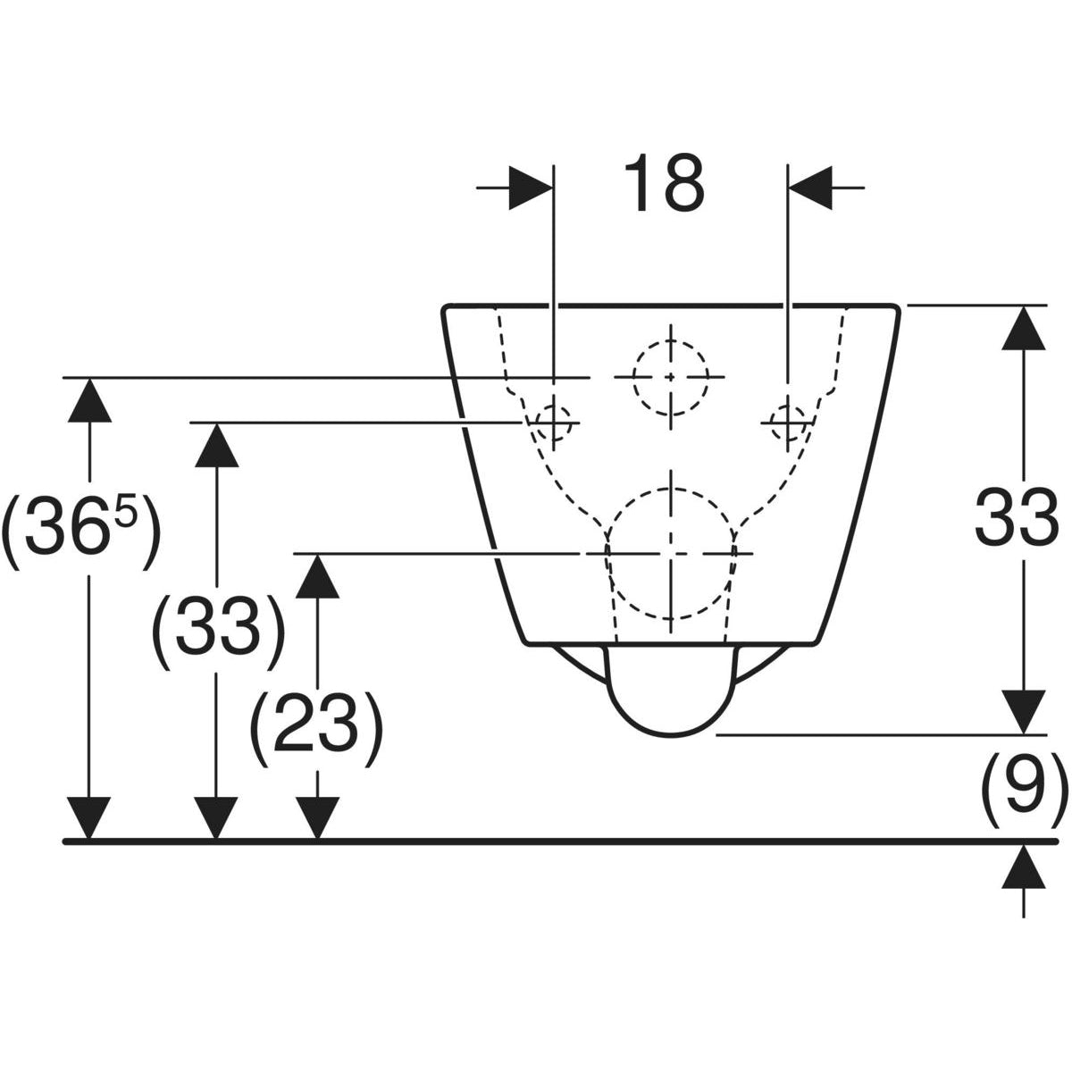 Geberit Smyle wall-hung WC, square, washdown, shrouded, Rimfree — Smyle wall-hung WC, square, washdown, shrouded, Rimfree — Technical drawing