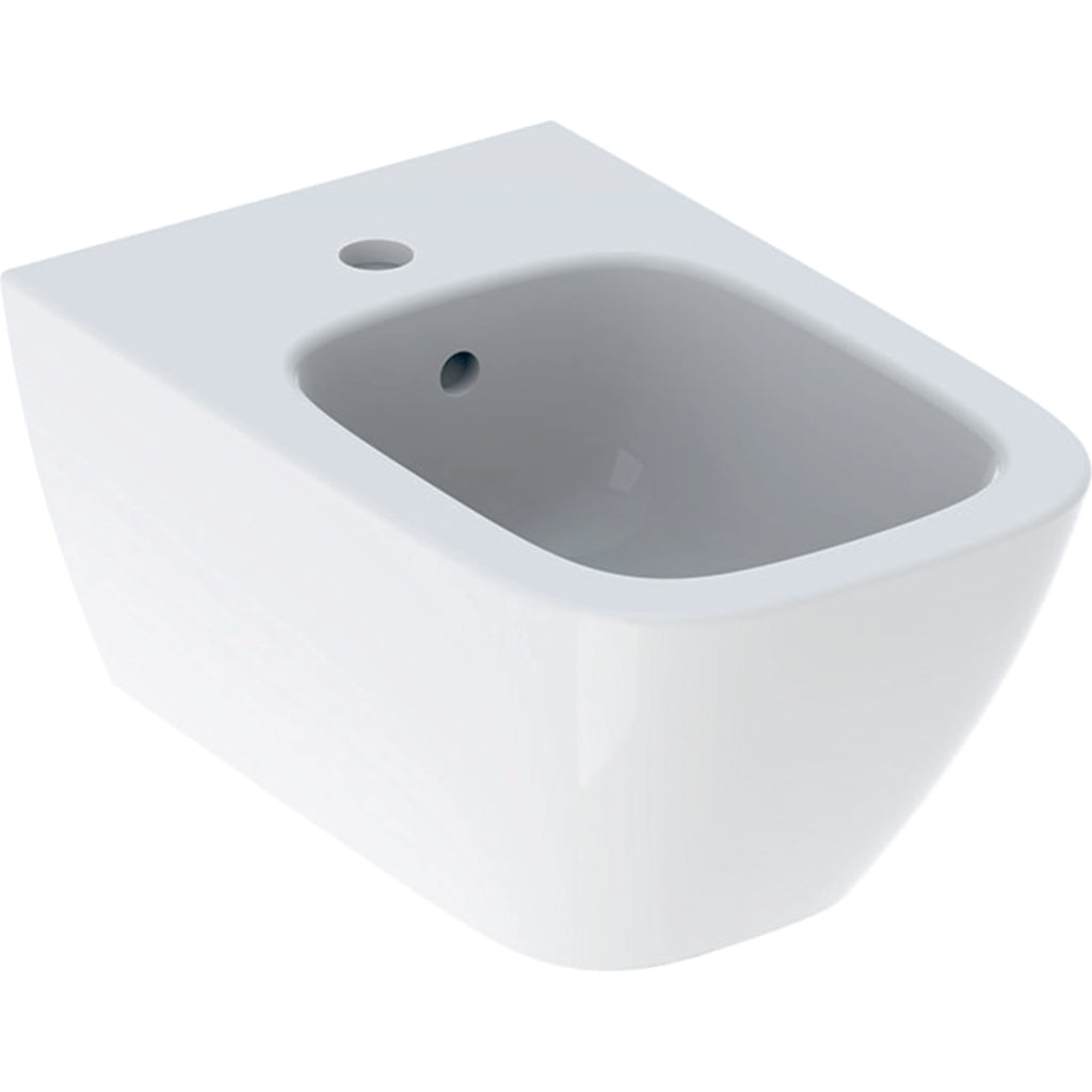 Geberit Smyle wall-hung bidet, square, shrouded — T=54cm, Overflow=visible, symmetrical, white — Product photo