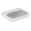 Geberit Smyle washbasin, square design — 55x44cm, Tap hole=centred, Overflow=visible, symmetrical, white — Product photo