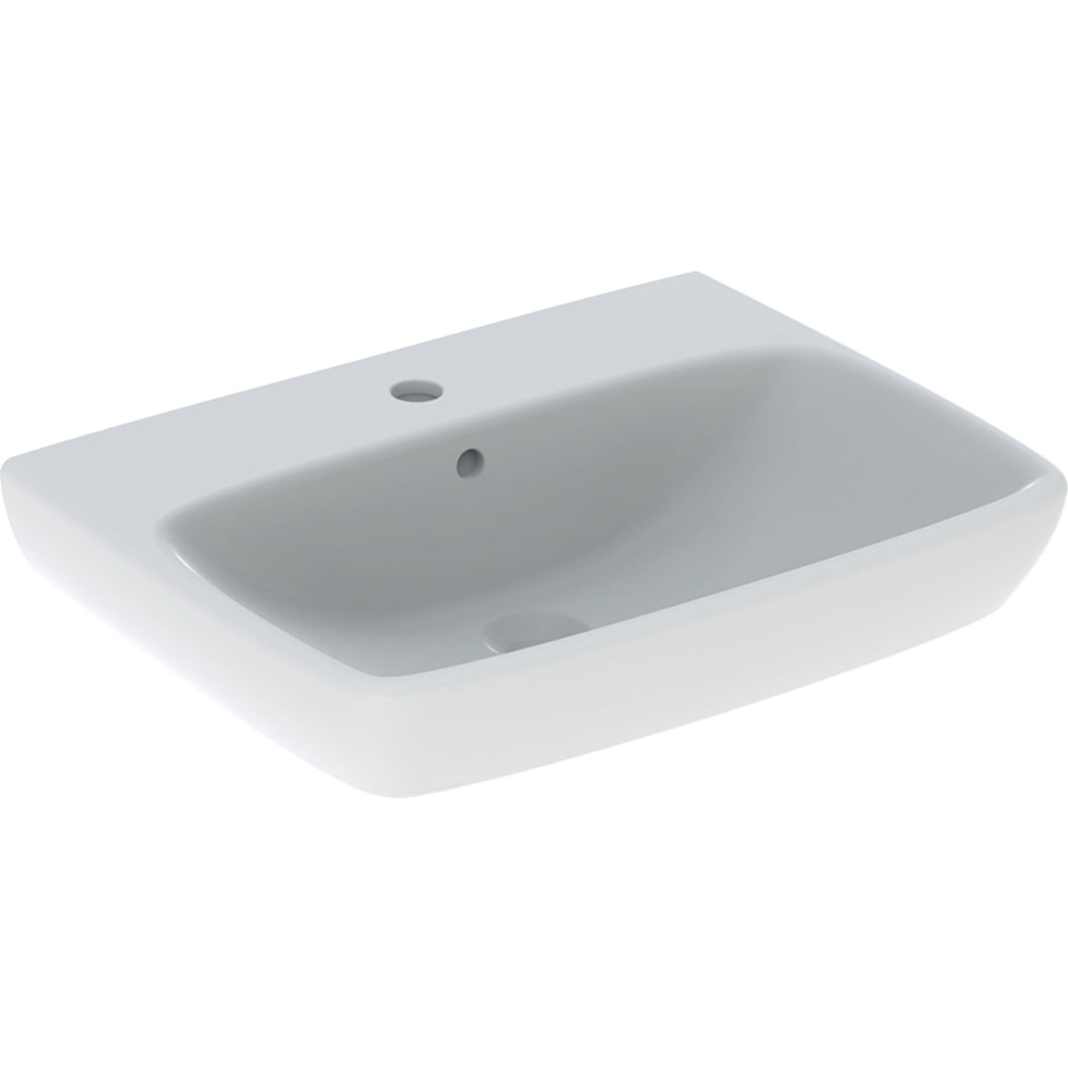 Geberit Selnova Square washbasin — 60x46cm, Tap hole=centred, Overflow=visible, symmetrical, white — Product photo
