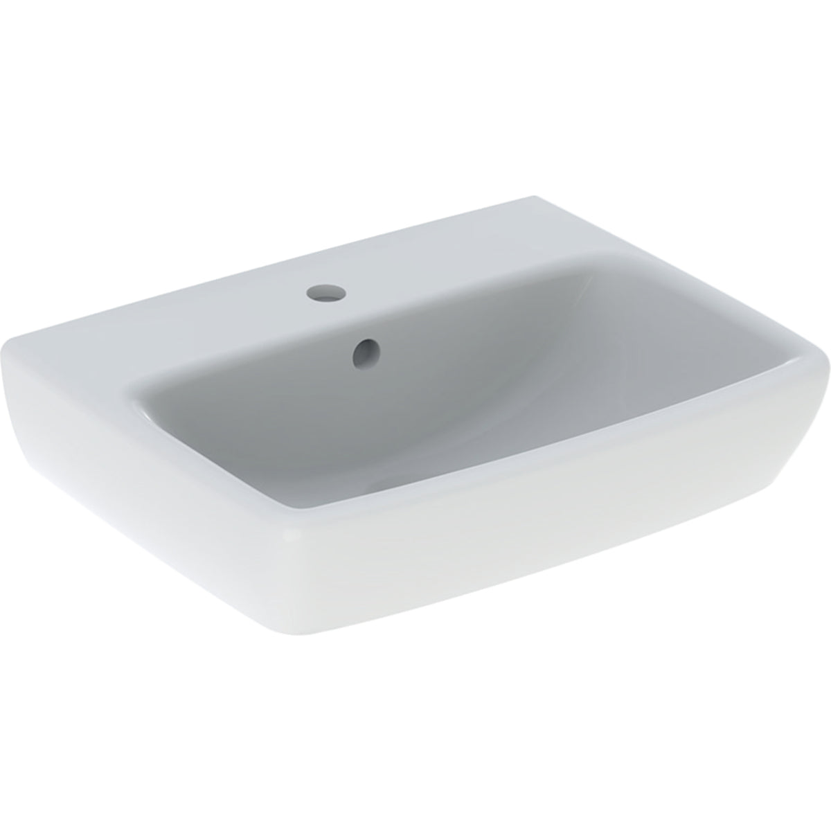 Geberit Selnova Square handrinse basin — 45x16x35cm, white, Tap hole=centred, Overflow=visible, symmetrical — Product photo