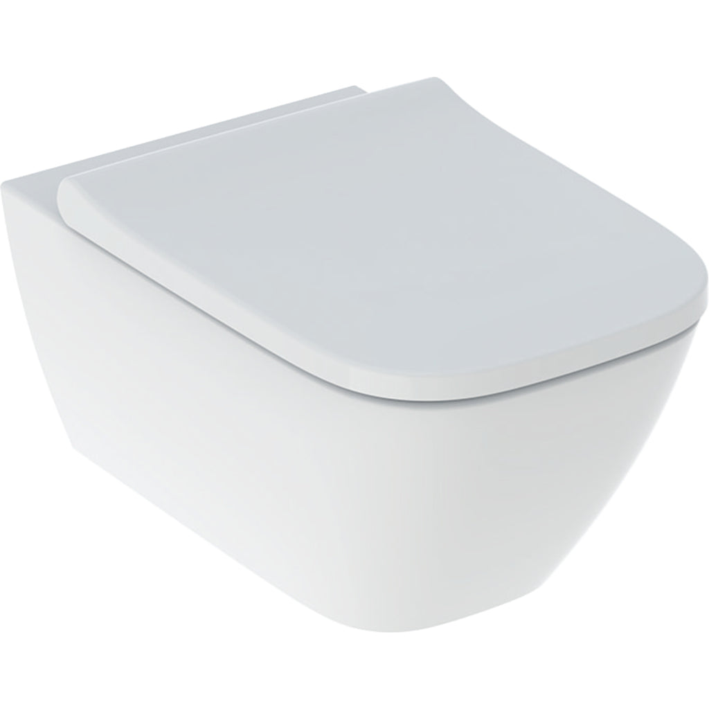 Geberit Smyle set of wall-hung WC, square, washdown, shrouded, Rimfree — white — Product photo