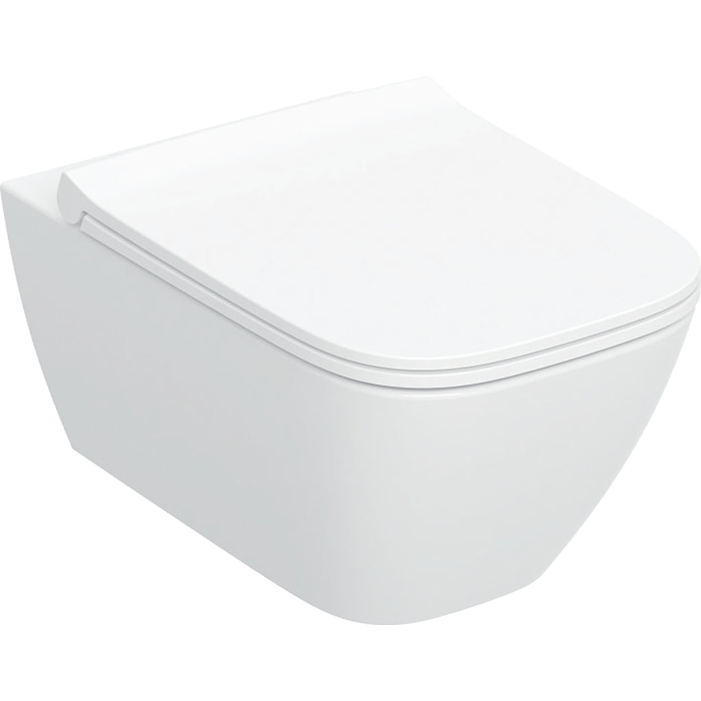 Geberit Smyle set of wall-hung WC, square, washdown, shrouded, Rimfree — white — Product photo