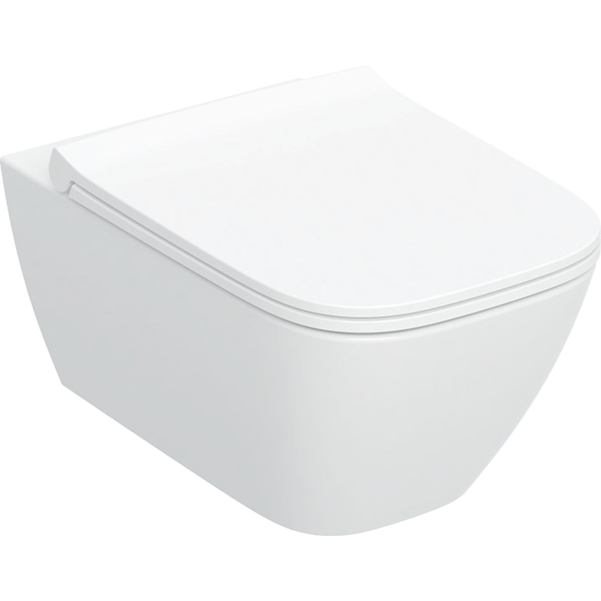 Geberit Smyle set of wall-hung WC, square, washdown, shrouded, Rimfree — white — Product photo