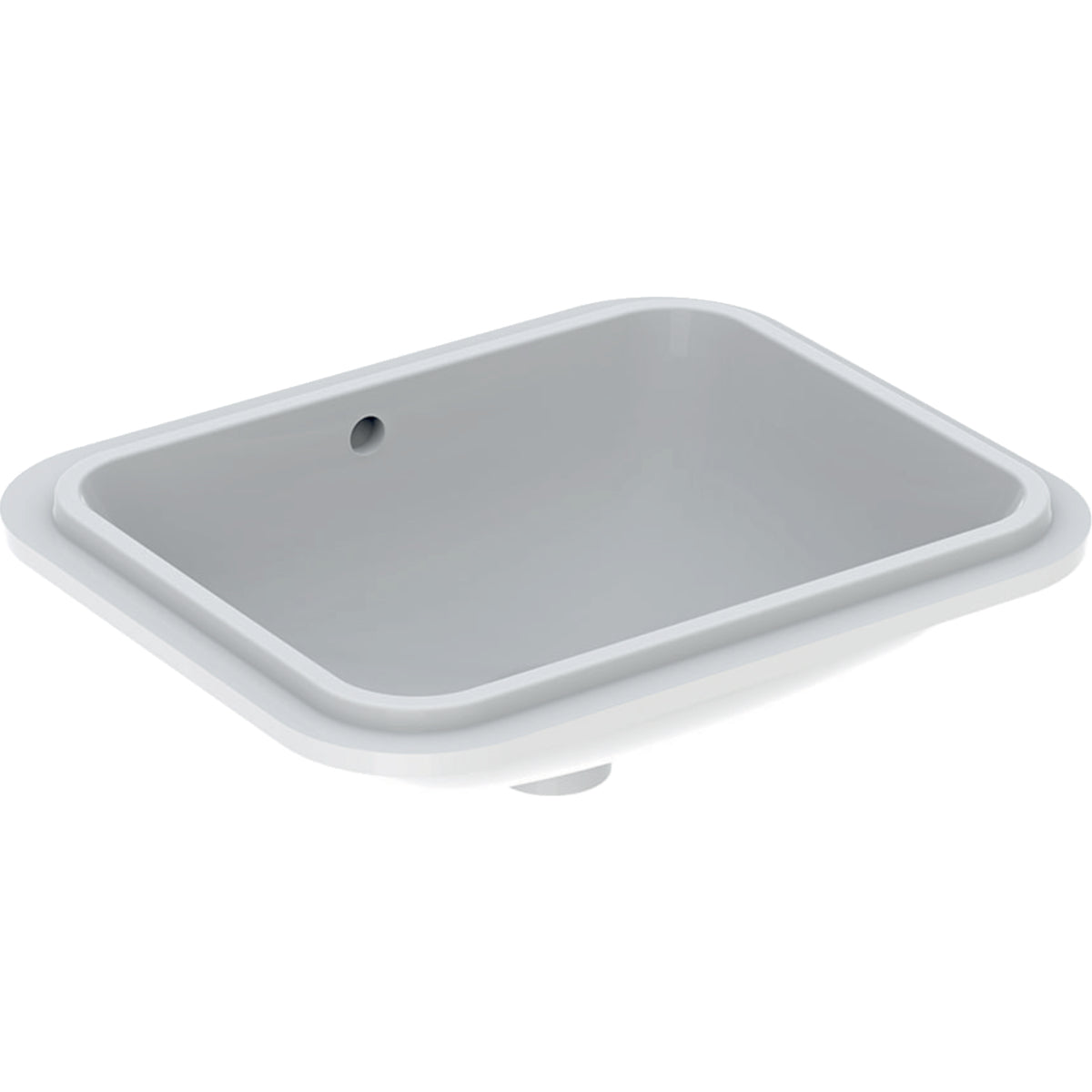 Geberit VariForm under-countertop washbasin, rectangular — B1=45cm, Tap hole=without, Overflow=visible, symmetrical, white — Product photo