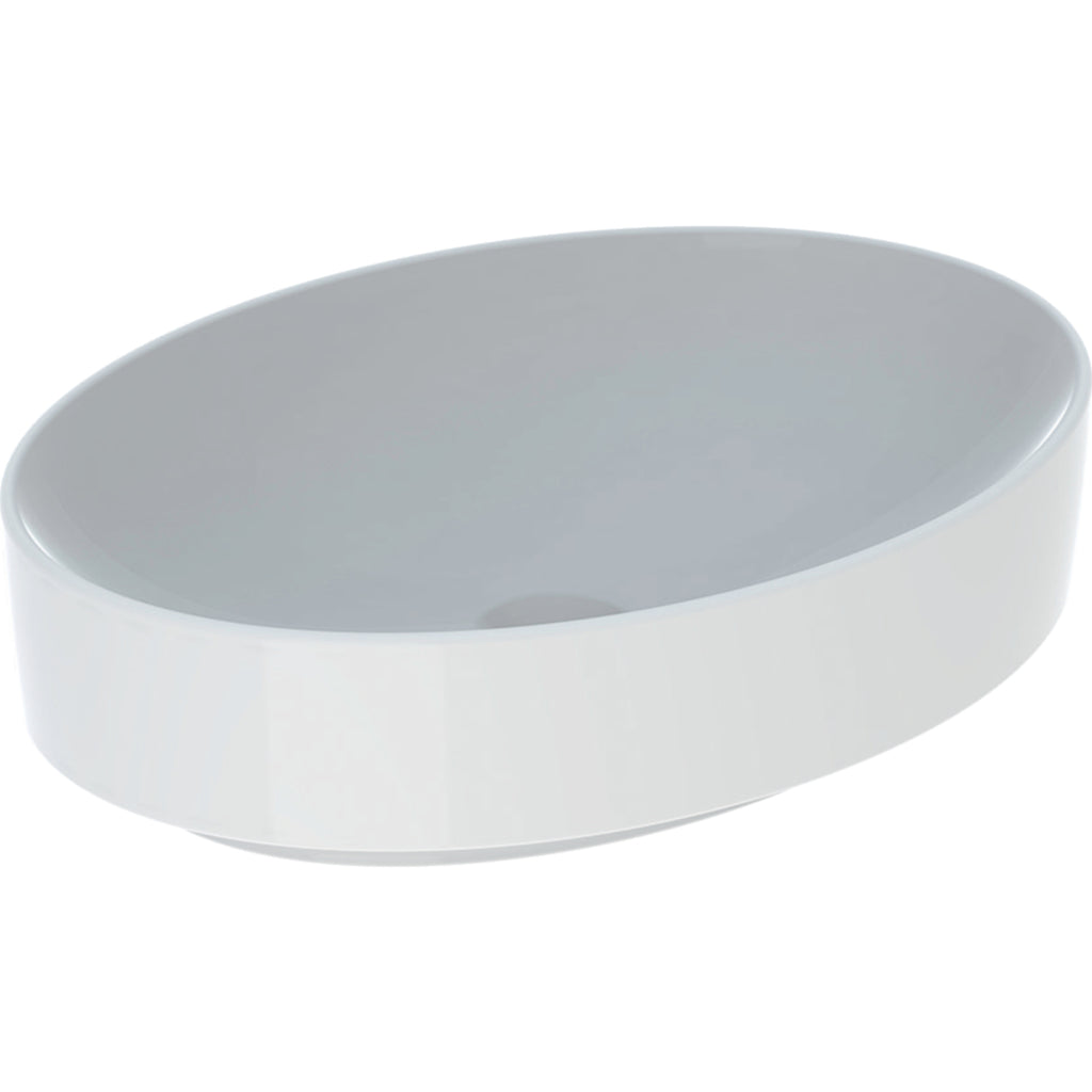 Geberit VariForm lay-on washbasin, oval — 55x40cm, Tap hole=without, Overflow=without, white — Product photo