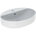 Geberit VariForm lay-on washbasin, oval, with tap hole bench — 60x45cm, Tap hole=centred, Overflow=visible, symmetrical, white — Product photo