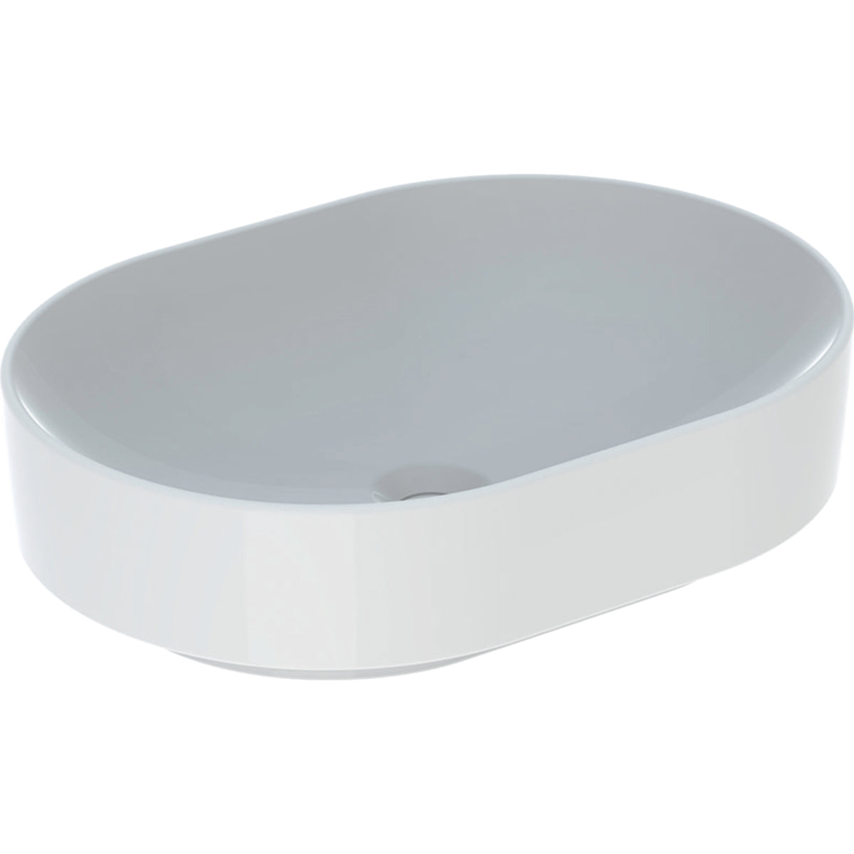 Geberit VariForm lay-on washbasin, elliptic — 55x40cm, Tap hole=without, Overflow=without, white — Product photo