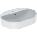 Geberit VariForm lay-on washbasin, elliptic, with tap hole bench — 60x45cm, Tap hole=centred, Overflow=visible, symmetrical, white — Product photo
