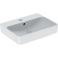 Geberit VariForm lay-on washbasin, rectangular, with tap hole bench — 60x45cm, Tap hole=centred, Overflow=visible, symmetrical, white — Product photo