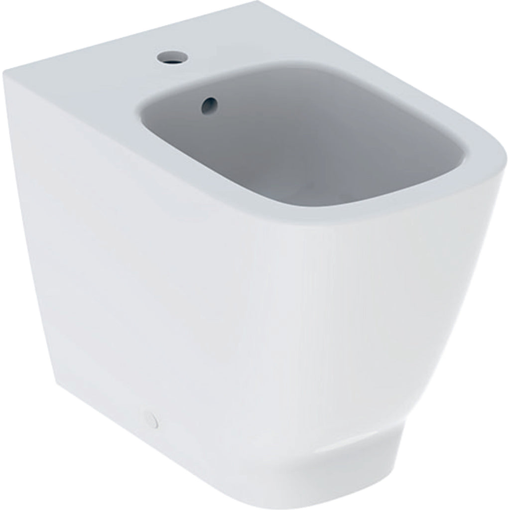 Geberit Smyle floor-standing bidet, square, back-to-wall, shrouded — T=54cm, Overflow=visible, symmetrical, white — Product photo