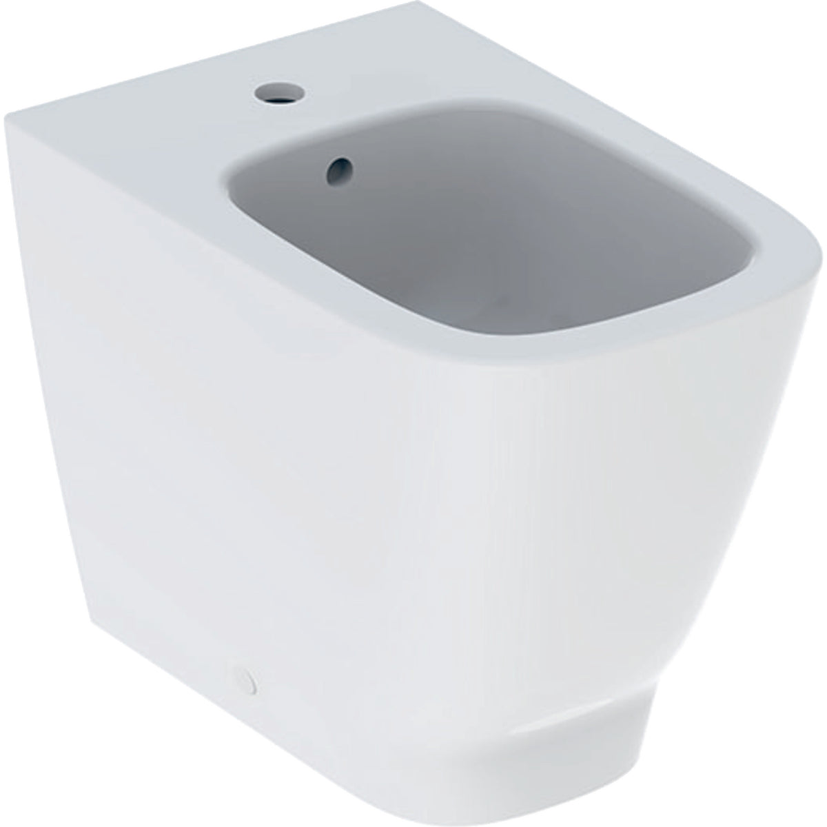 Geberit Smyle floor-standing bidet, square, back-to-wall, shrouded — T=54cm, Overflow=visible, symmetrical, white — Product photo