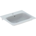 Geberit Selnova Square vanity basin — 55x48cm, Cabinet width=53.8cm, Tap hole=centred, Overflow=visible, symmetrical, white — Product photo