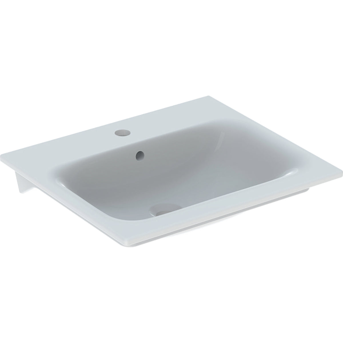 Geberit Selnova Square vanity basin — 55x48cm, Cabinet width=53.8cm, Tap hole=centred, Overflow=visible, symmetrical, white — Product photo