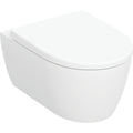 Geberit iCon wall-hung WC set, washdown, shrouded, Rimfree — T=53cm, Soft-closing mechanism=yes, QuickRelease function=Yes, with lockable QuickRelease hinges, Fastening=from above, white — Product photo