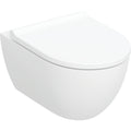 Geberit Acanto set of wall-hung WC, washdown, shrouded, TurboFlush — T=53cm, Soft-closing mechanism=yes, QuickRelease function=Yes, with lockable QuickRelease hinges, Fastening=from above, white — Product photo