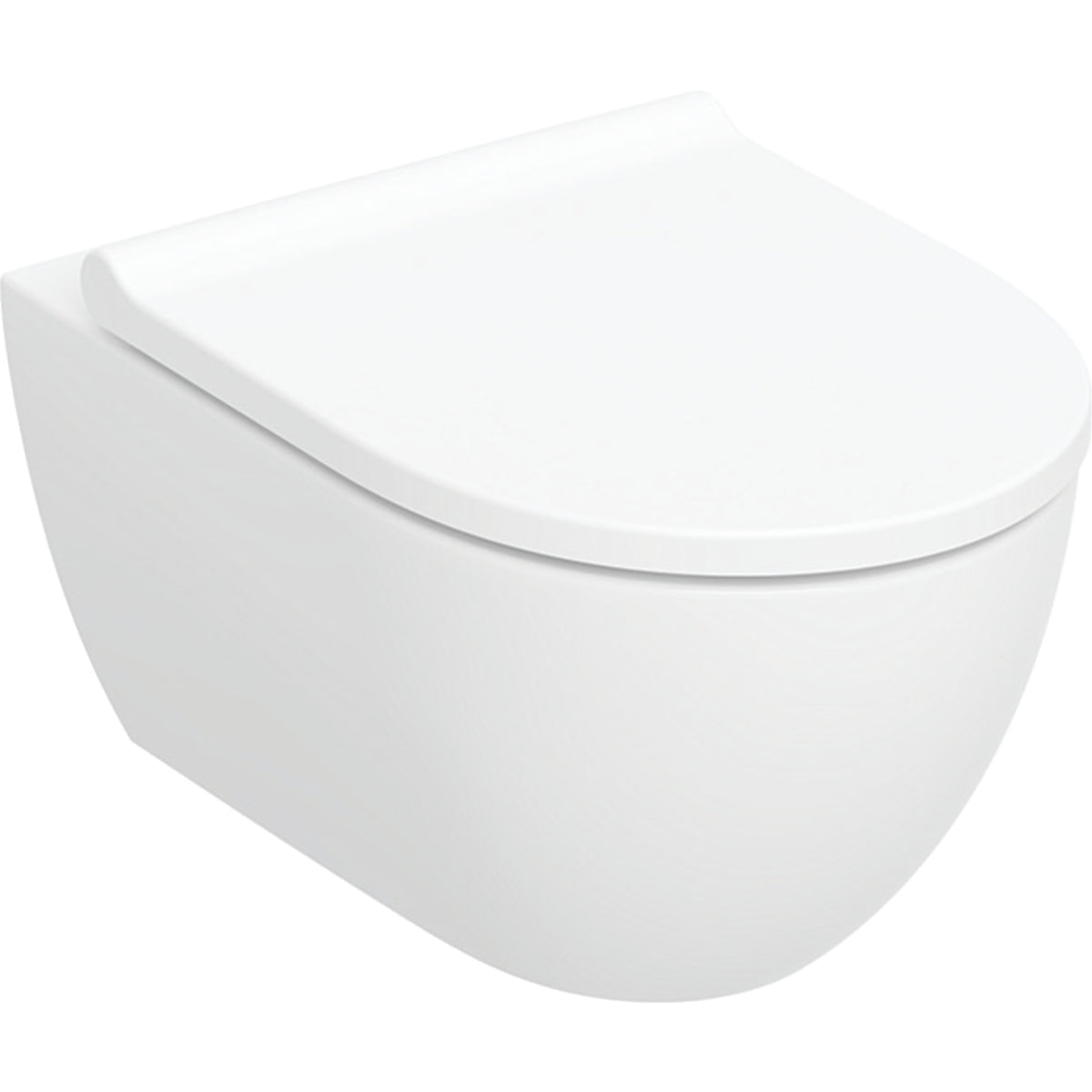 Geberit Acanto set of wall-hung WC, washdown, shrouded, TurboFlush — T=53cm, Soft-closing mechanism=yes, QuickRelease function=Yes, with lockable QuickRelease hinges, Fastening=from above, white — Product photo