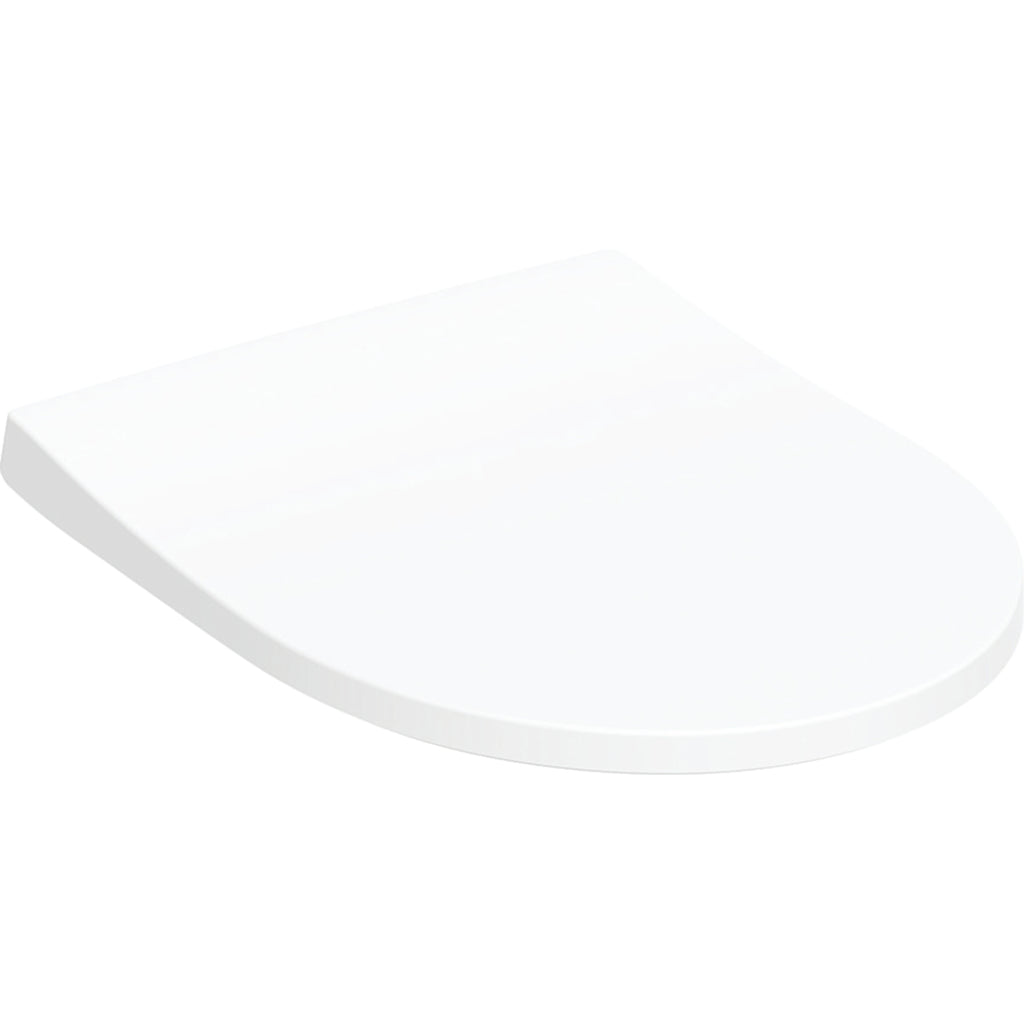 Geberit iCon WC seat, slim design — Soft-closing mechanism=yes, QuickRelease function=no, Fastening=from above, white / glossy — Product photo