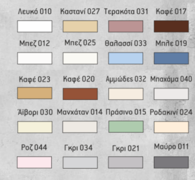 Tile grout colour chart
