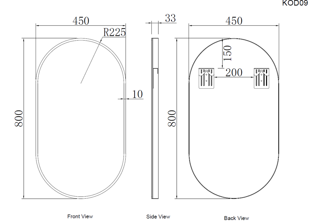 MIRROR WITH GOLD FRAME 45x80CM