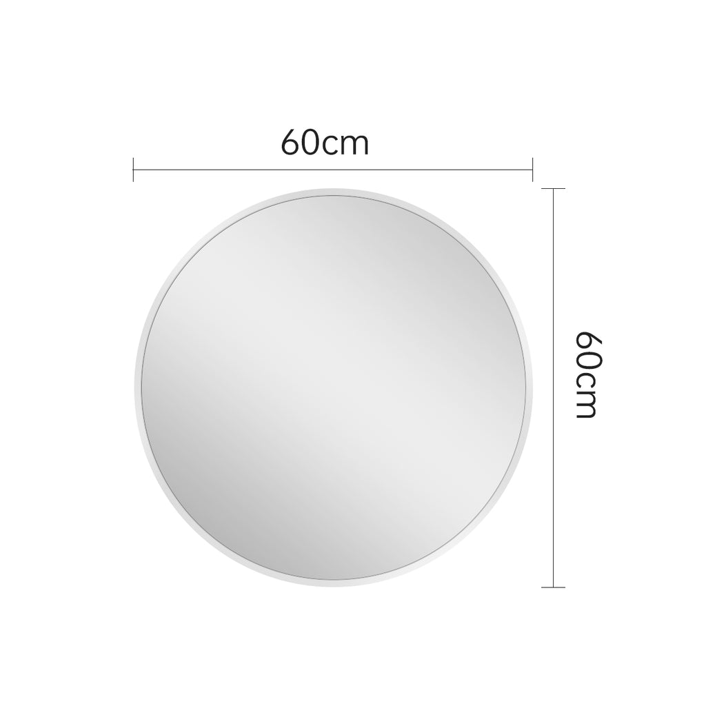 ROUND MIRROR WITH SILVER ALUMINIUM FRAME ⌀600MM