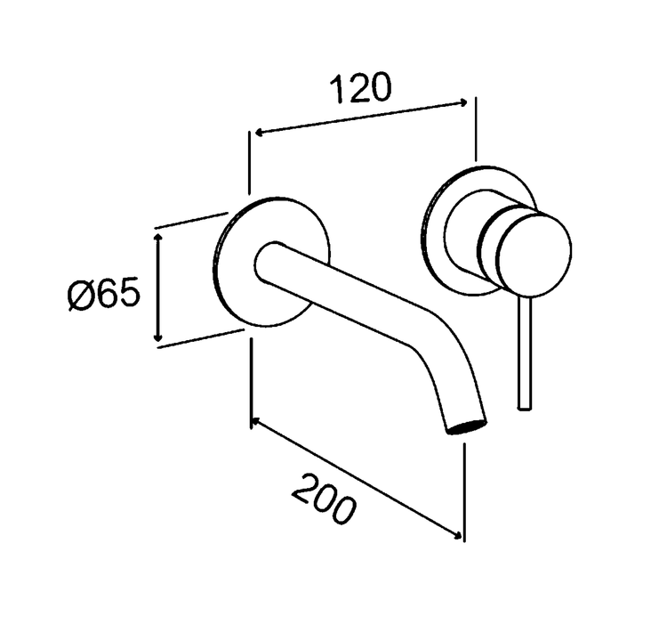 M Project Tube Concealed Wash-Basin Mixer External Parts — technical dimensions from Papapetrou catalogue