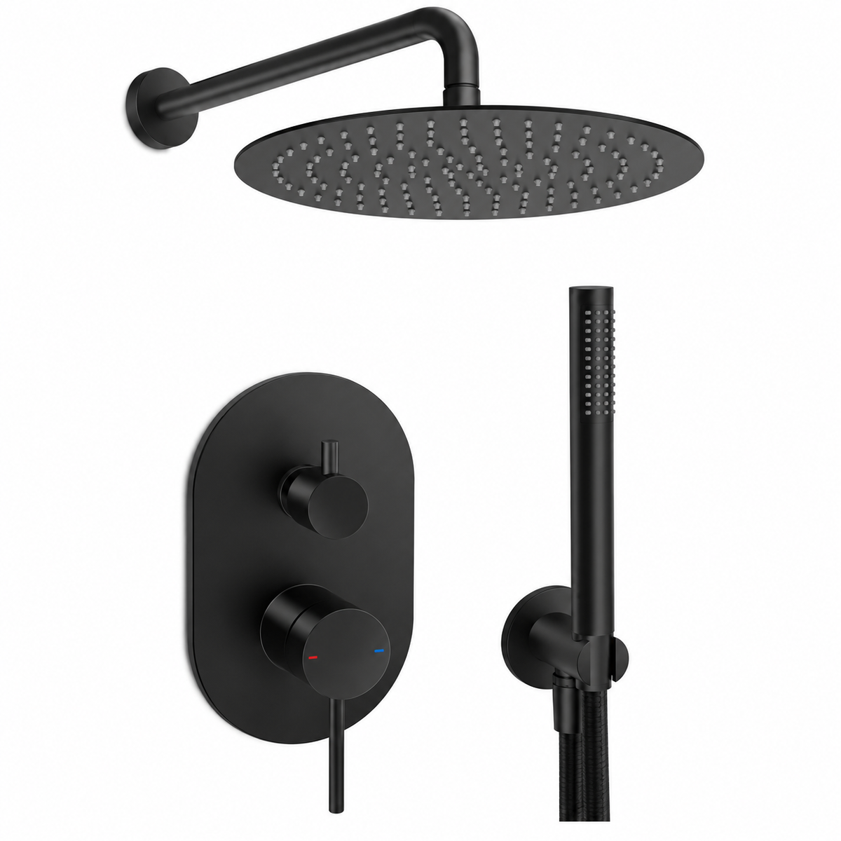 M Project Tube Concealed Bath/Shower Mixer Set - Matt Black – high-resolution product image on white background