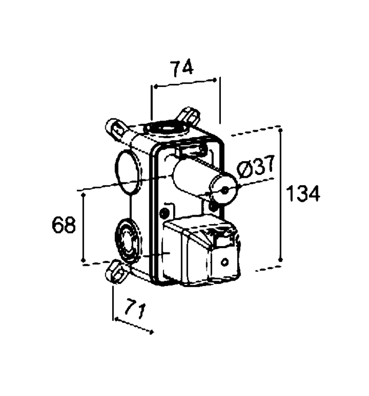 M Project Universal Inner Body with Installation Box for Concealed Bath/Shower Mixer — technical dimensions from Papapetrou catalogue