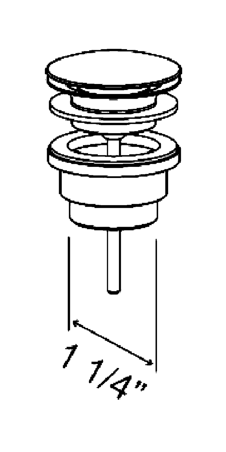 M Project Tube Click-Clack Waste Round — technical dimensions from Papapetrou catalogue