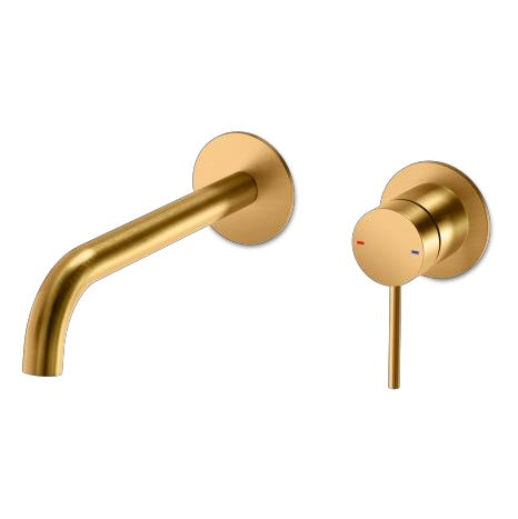 M Project Tube Concealed Wash-Basin Mixer External Parts - Brushed Gold PVD on white background
