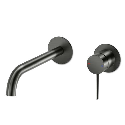M Project Tube Concealed Wash-Basin Mixer External Parts - Brushed Gun Metal PVD on white background