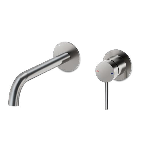 M Project Tube Concealed Wash-Basin Mixer External Parts - Inox on white background