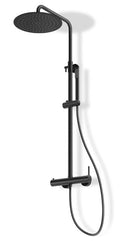 M Project Tube Cylindrical Telescopic Shower Column - Matt Black on white background