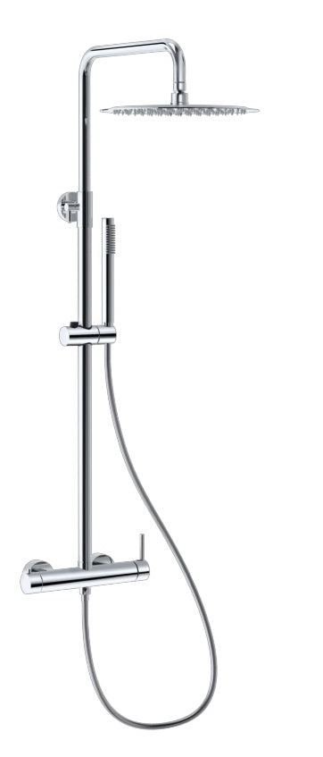 M Project Tube Cylindrical Telescopic Shower Column - Chrome on white background