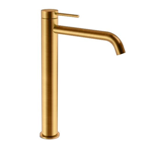 M Project Tube High Wash-Basin Mixer - Brushed Gold PVD on white background