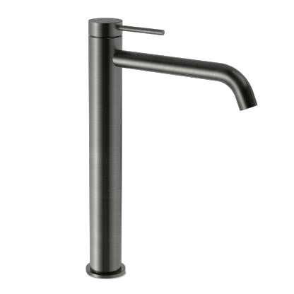 M Project Tube High Wash-Basin Mixer - Brushed Gun Metal PVD on white background