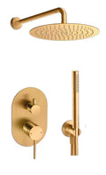 M Project Tube Concealed Bath/Shower Mixer Set - Brushed Gold PVD on white background